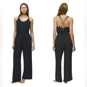 Prana Fernie Wide Leg Jumpsuit Black Size S